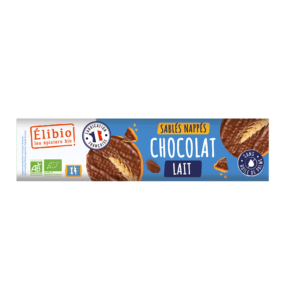 Élibio Zandkoekjes omhuld met melkchoco 4x4 bio 160g