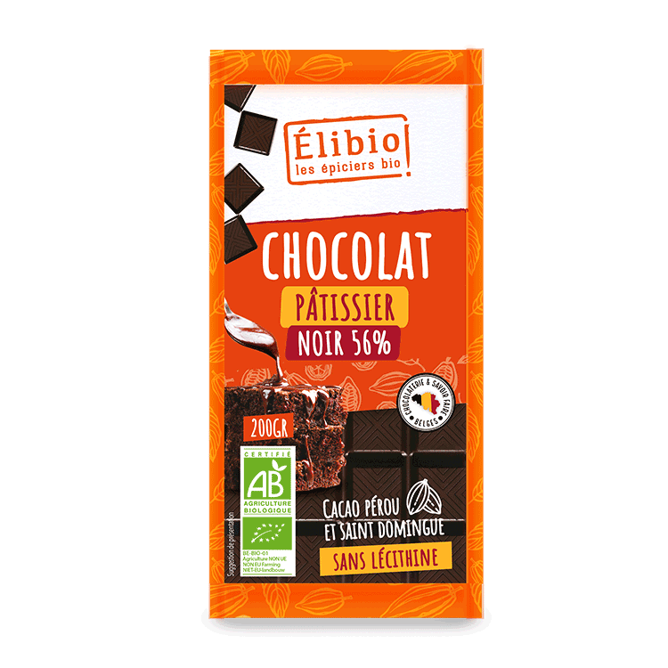 Élibio Pure chocolade culinaire 56% bio 200g