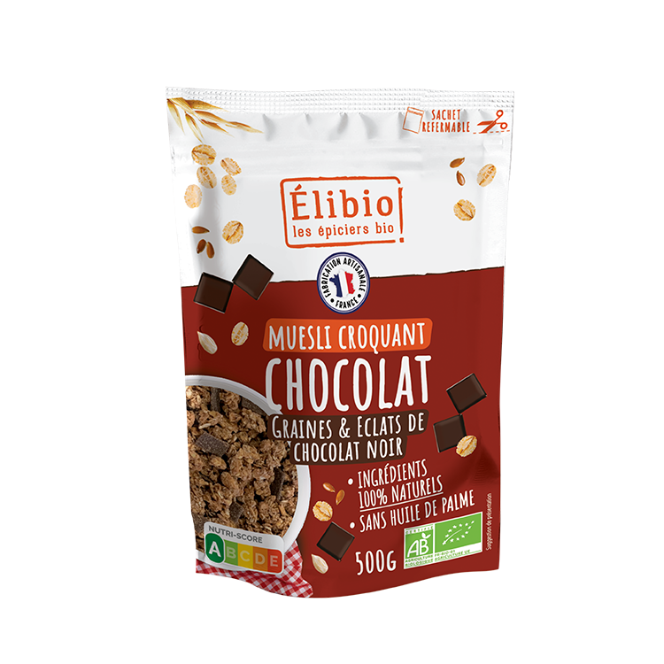 Élibio Krokante chocolade muesli bio 500g