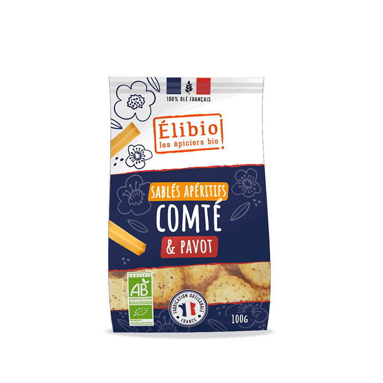 Élibio Zandkoekjes met Comté en maanzaad bio 100g