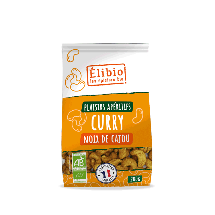 Élibio Cashewnoten geroosterd met curry bio 200g