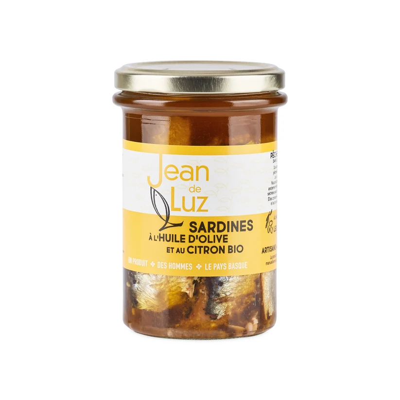 Jean de Luz Sardines met olijfolie en citroen bio 270g