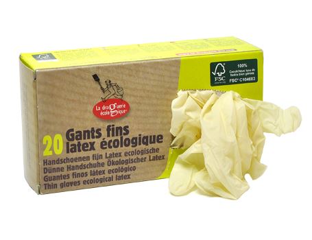 La Droguerie Ecologique Doos van 20 handschoenen fijn latex Medium