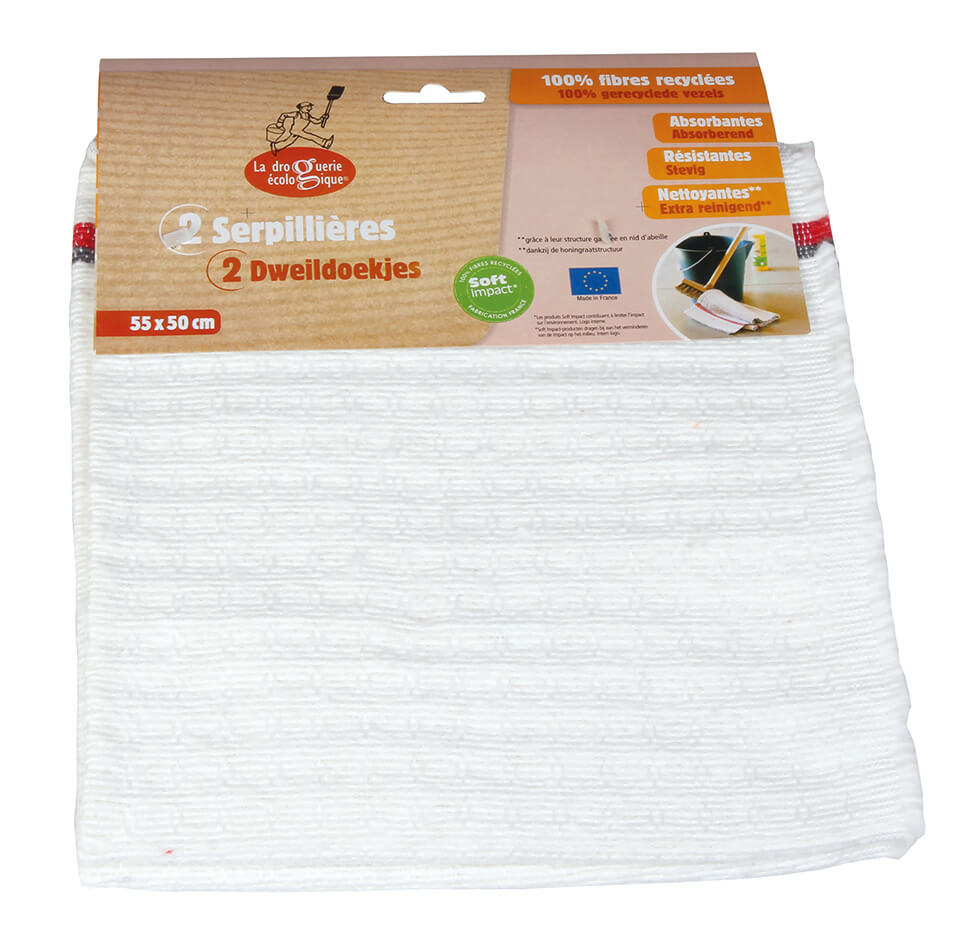 La Droguerie Ecologique Set van 2 100% gerecycleerde dweildoekjes