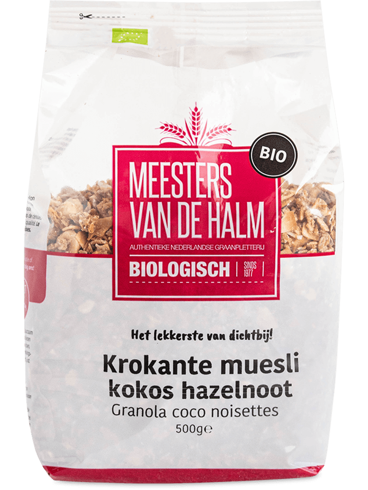 De Halm Krokante muesli kokos-hazelnoot bio 500g