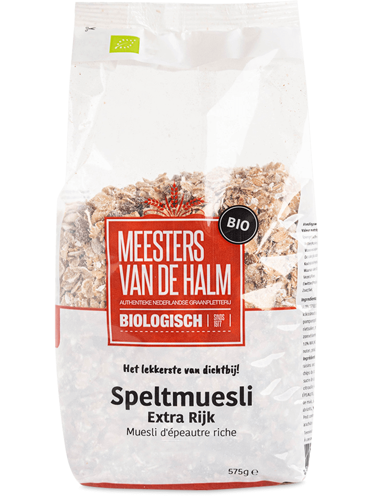 De Halm Speltmuesli extra rijk bio 575g