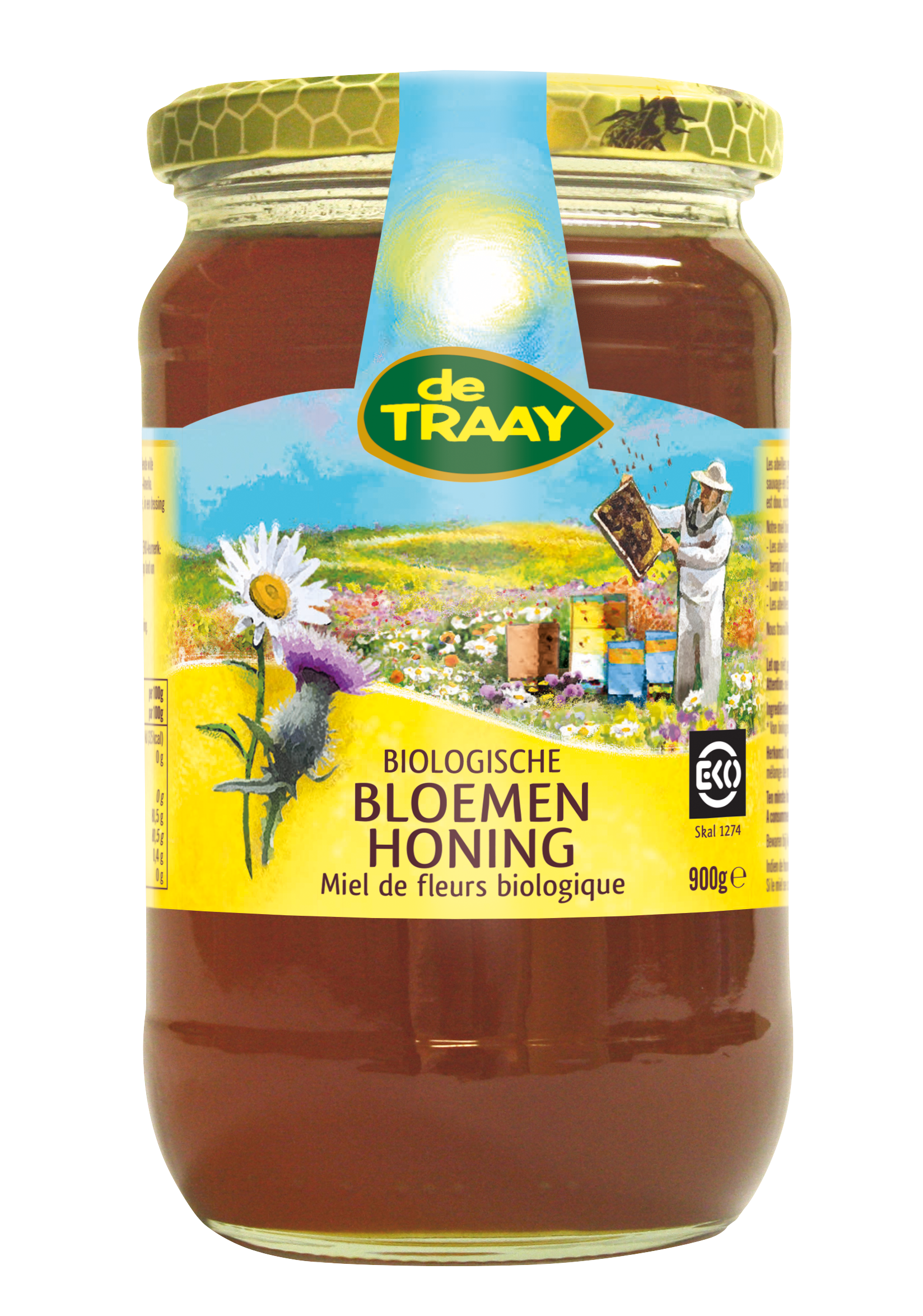 De Traay Bloemenhoning vloeibaar bio 900g