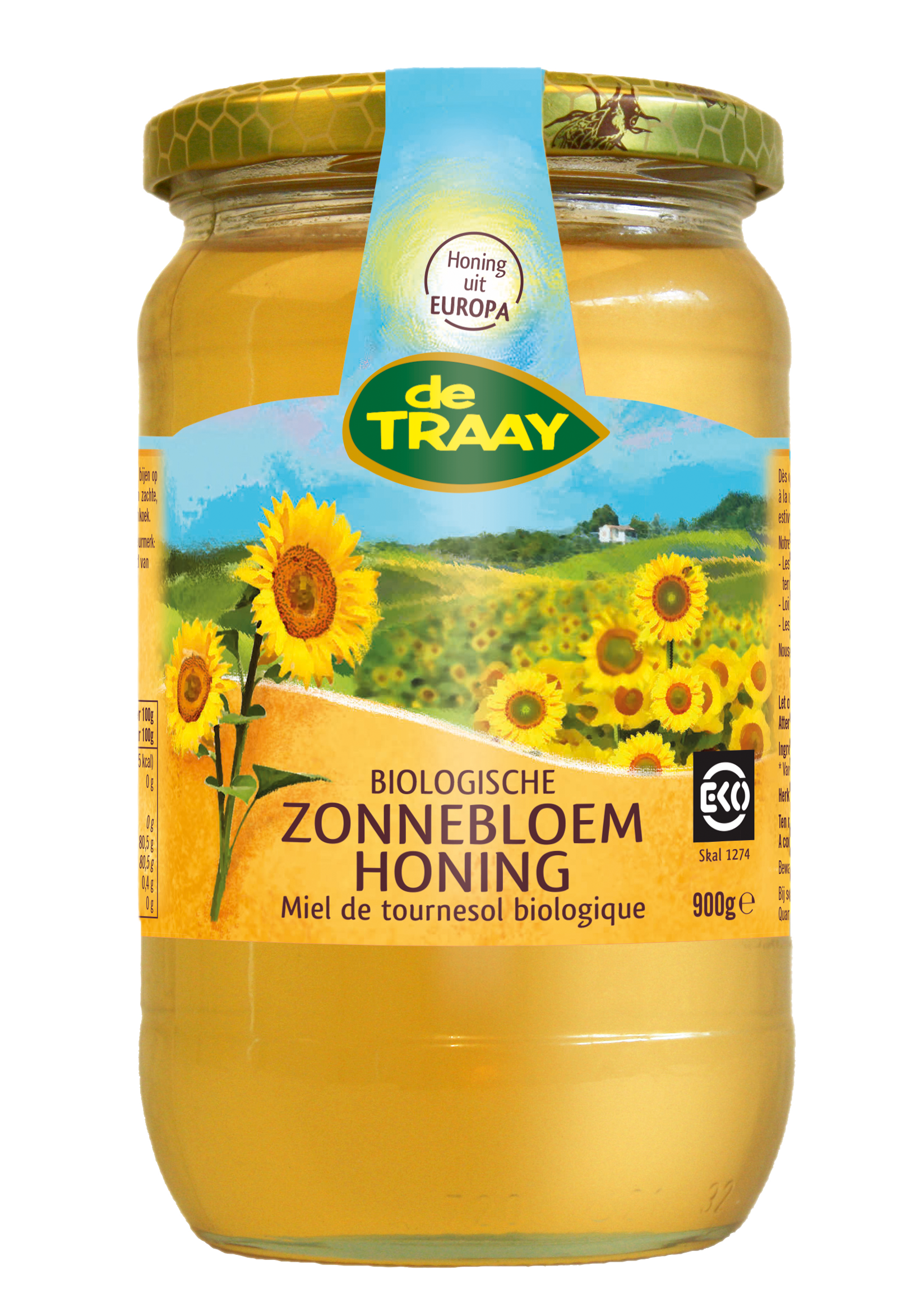 De Traay Zonnebloemhoning bio 900g