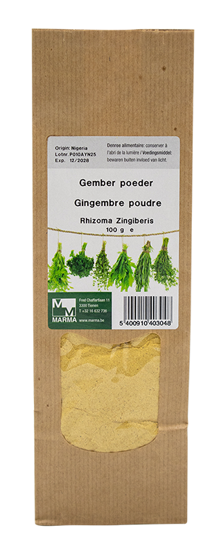 Marma Gember wortelstok poeder 100g - Zingiber officinale