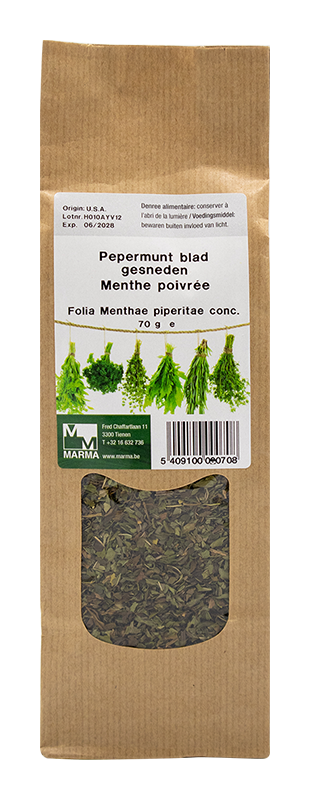 Marma Pepermunt blad gesneden 70g - Mentha x piperita (folium contus)