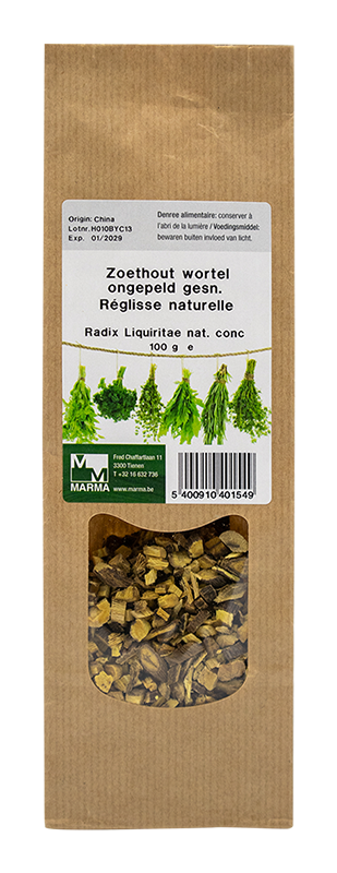Marma Zoethoutwortel ongepeld gesneden 100g - Glycyrrhiza glabra