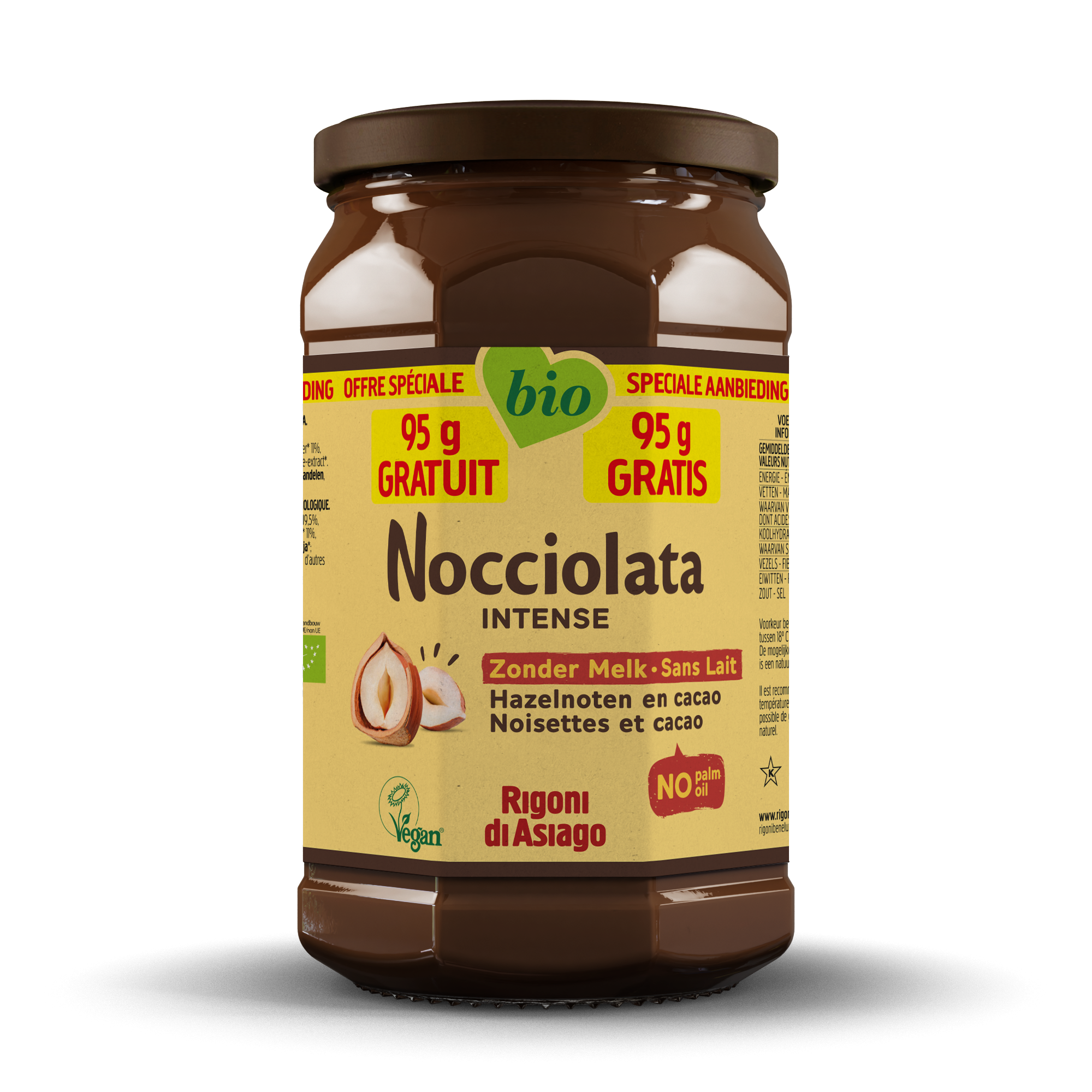 Nocciolata Hazelnootpasta zonder melk bio 740g + 95g GRATIS - 9612