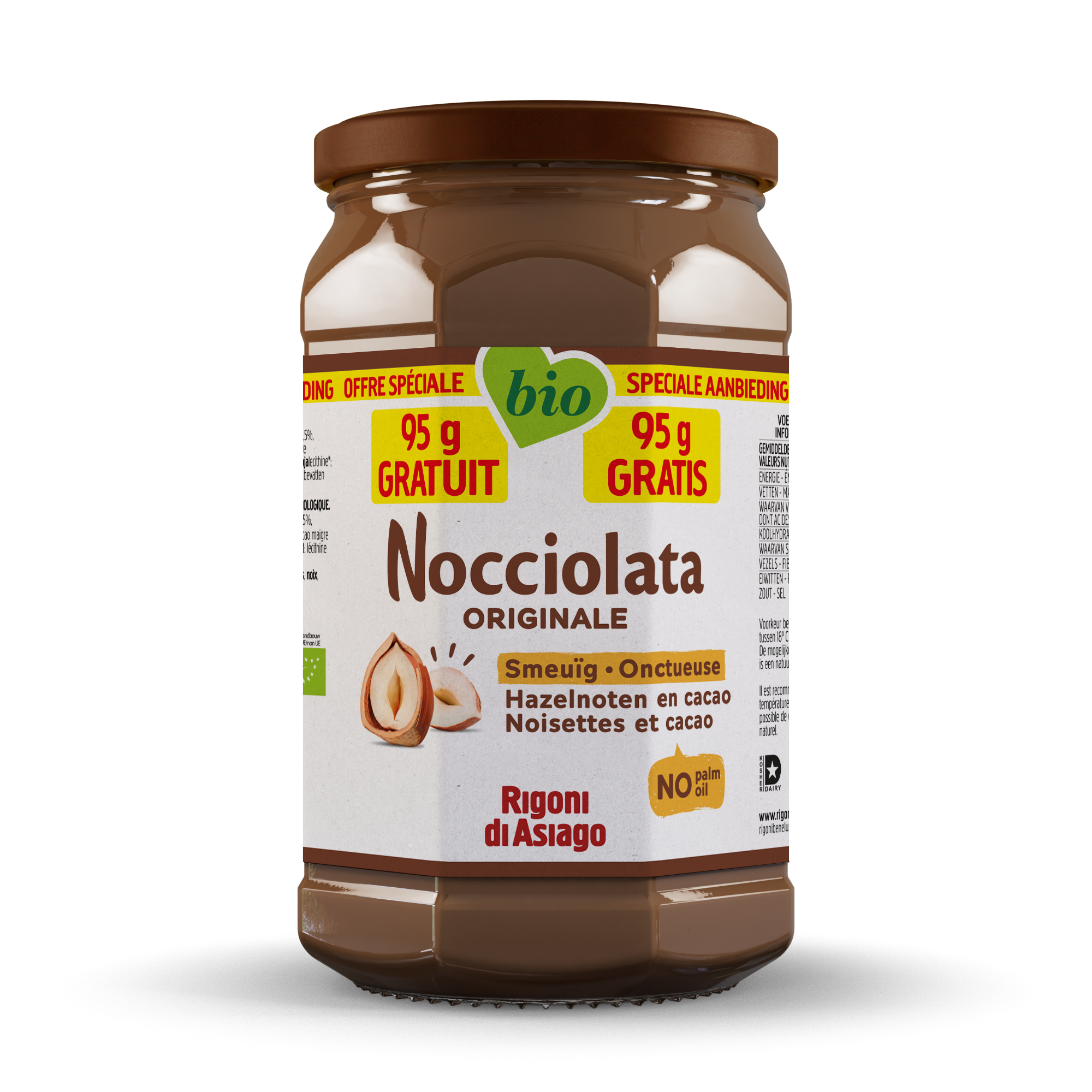 Nocciolata Hazelnootpasta bio 740g + 95g GRATIS