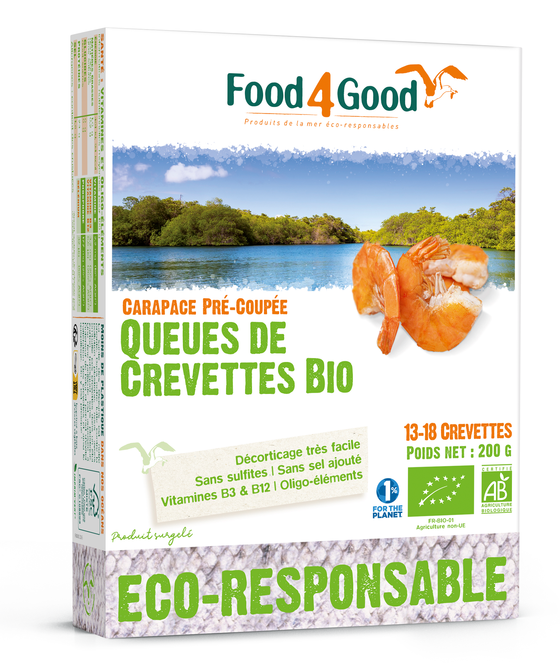 Food4Good Garnaalstaarten(easy-peel) bio 200g