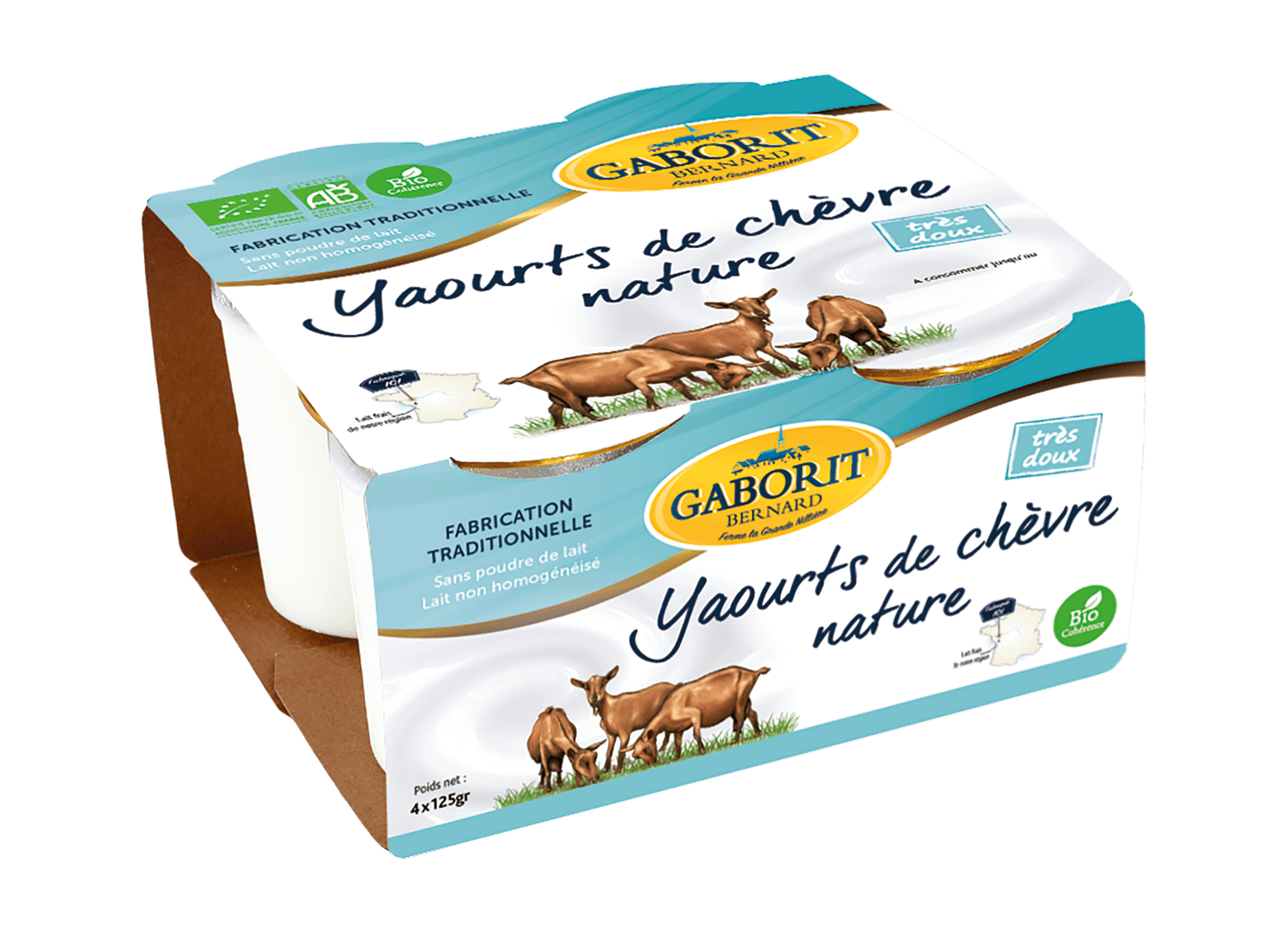 Gaborit Yoghurt van geitenmelk bio 4x125g