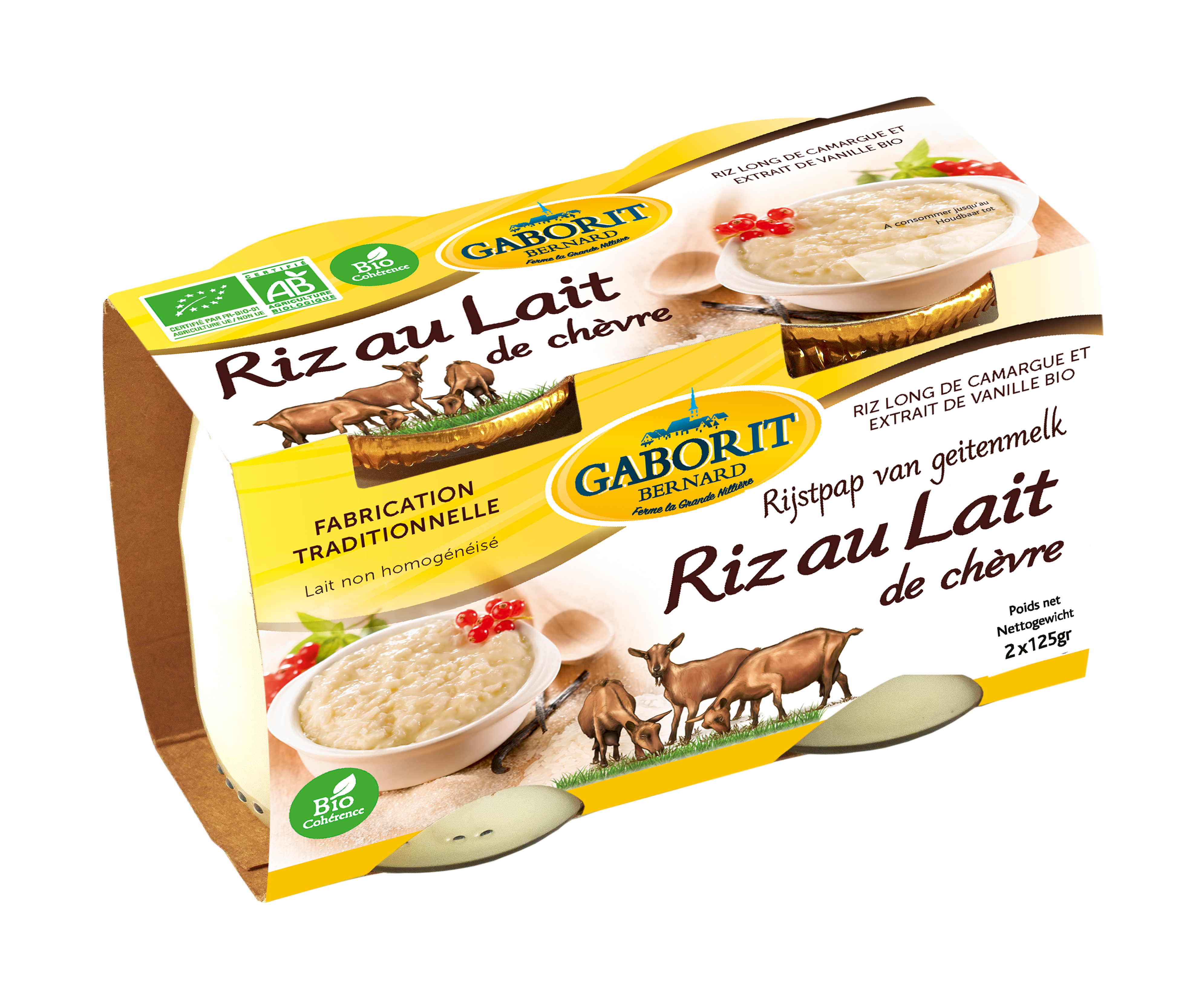 Gaborit Rijstpap van geitenmelk bio 2x125g