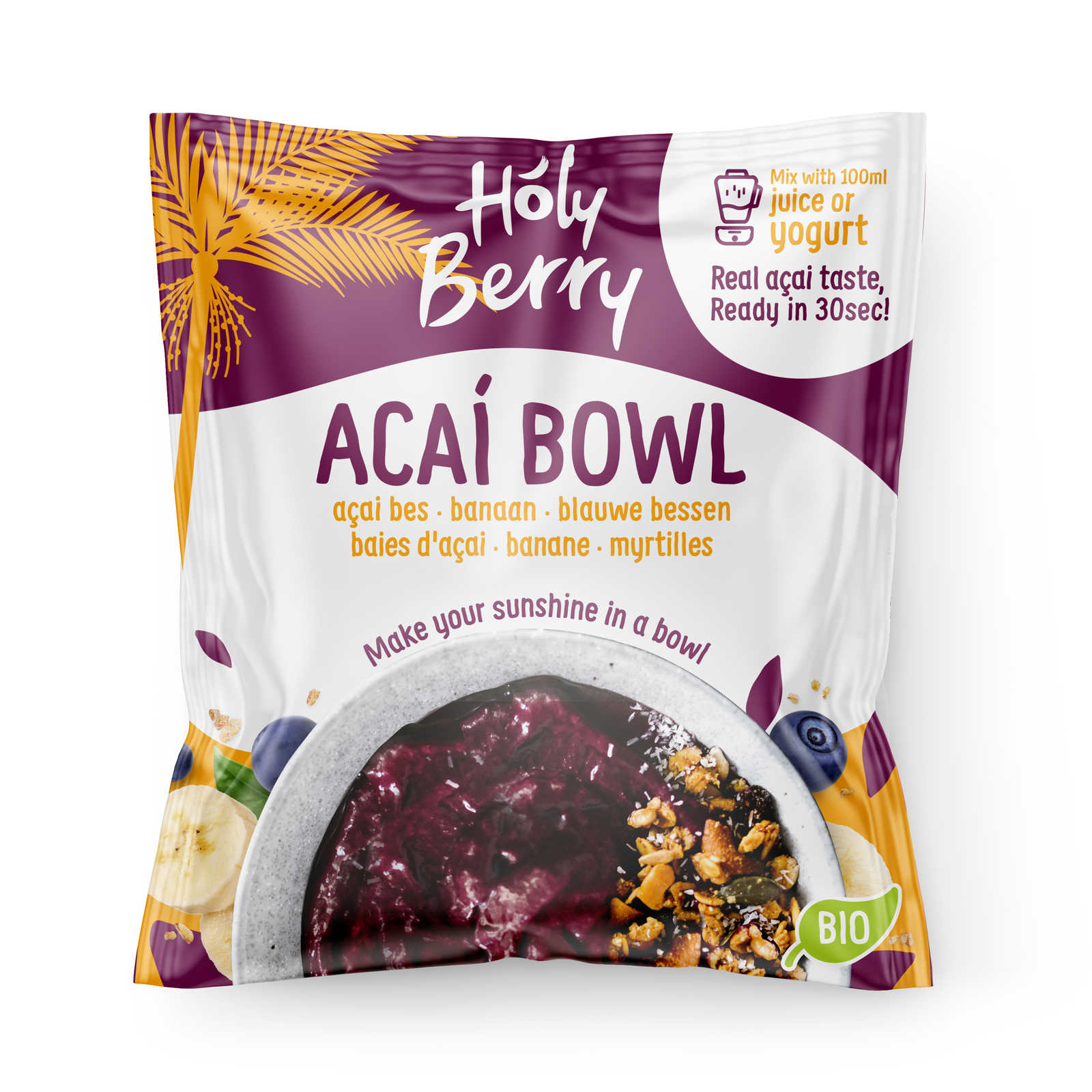 Holy berry Acai bowl banaan blauwe bes bio 150g
