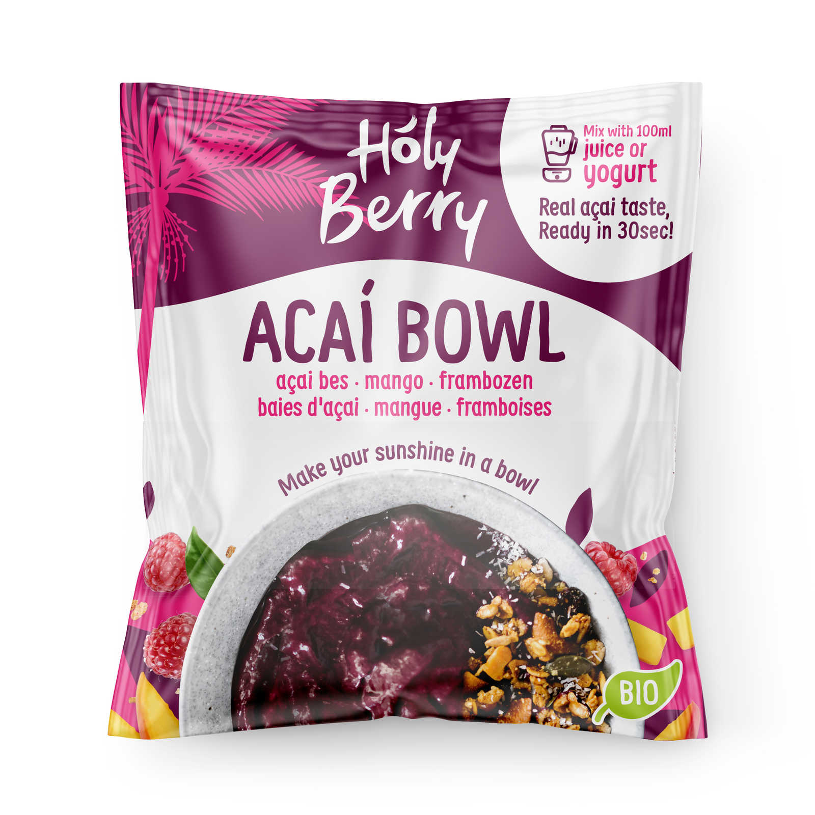 Holy berry Acai bowl mango framboos bio 150g