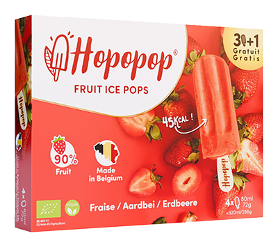 Hopopop Fruitijsjes aardbei bio 4x80ml