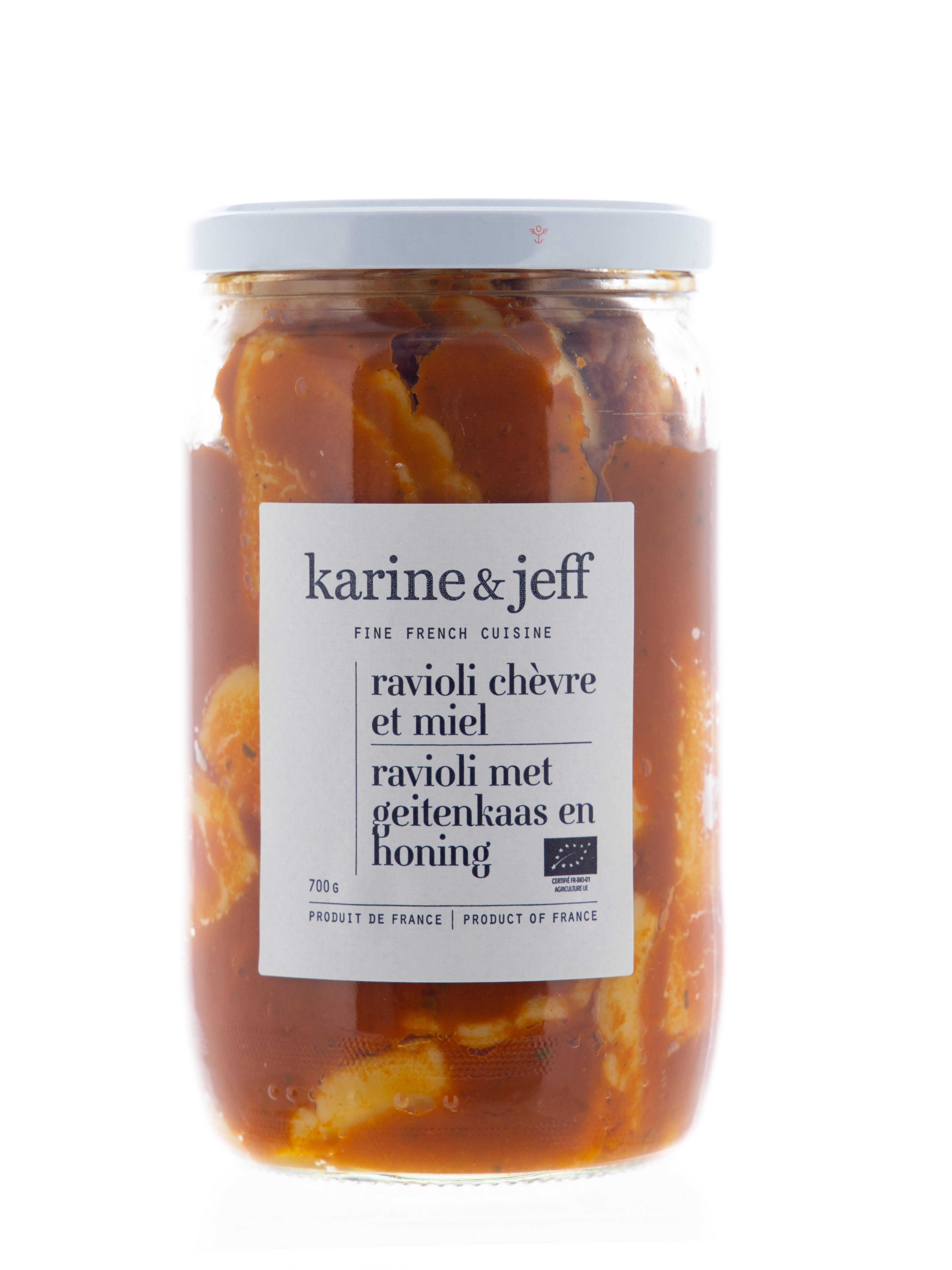 Karine & Jeff Ravioli met geitenkaas en honing bio 680g