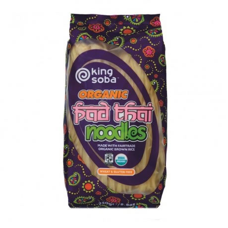 King Soba Pad thai bruine rijst noedels glutenvrij bio 250g