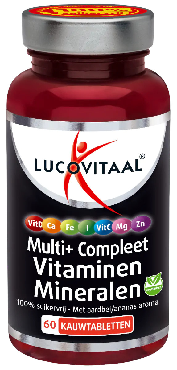 Lucovitaal Multi+ Compleet vitaminen mineralen 60 kauwtabletten