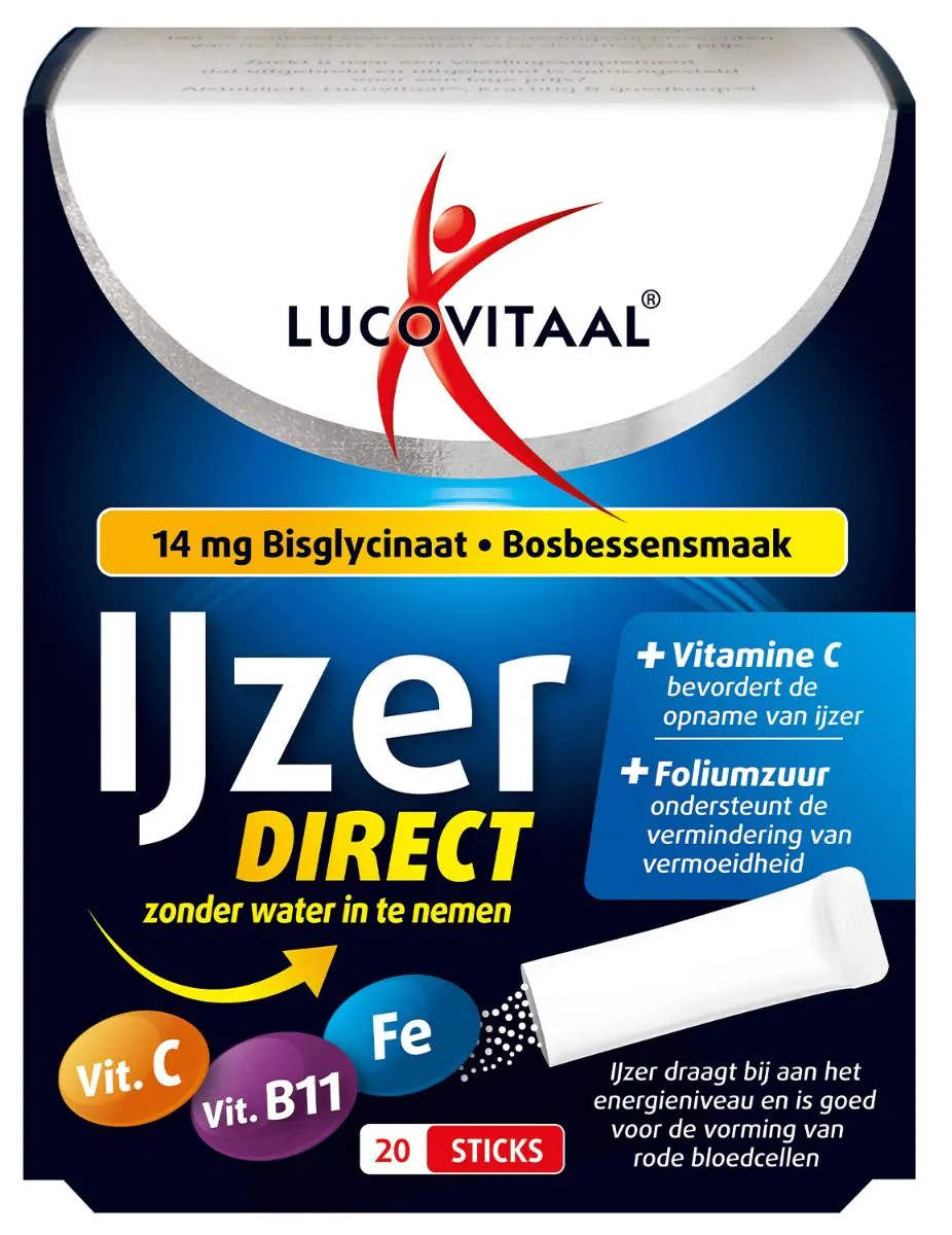 Lucovitaal Ijzer Bisglycinaat direct 20 sticks