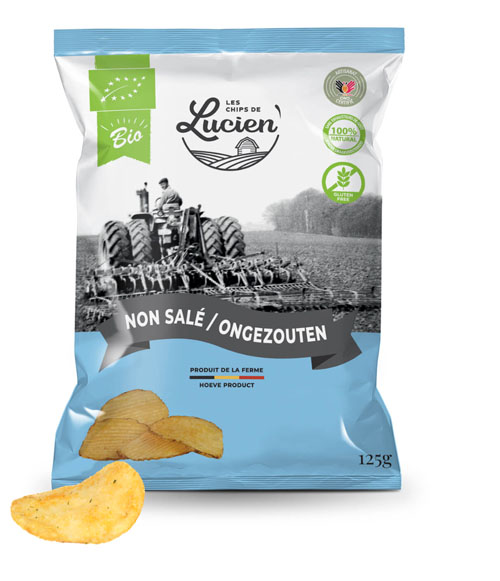 Lucien Chips Ongezouten bio 125g