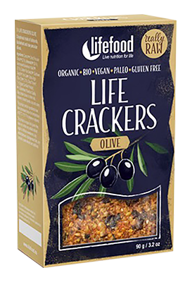 Lifefood Crackers olijf glutenvrij bio & raw 90g