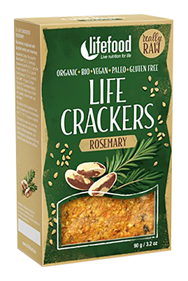 Lifefood Crackers rozemarijn glutenvrij bio & raw 90g