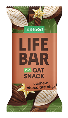 Lifefood Lifebar Oat snack cashew chocolate chip bio & raw 40g