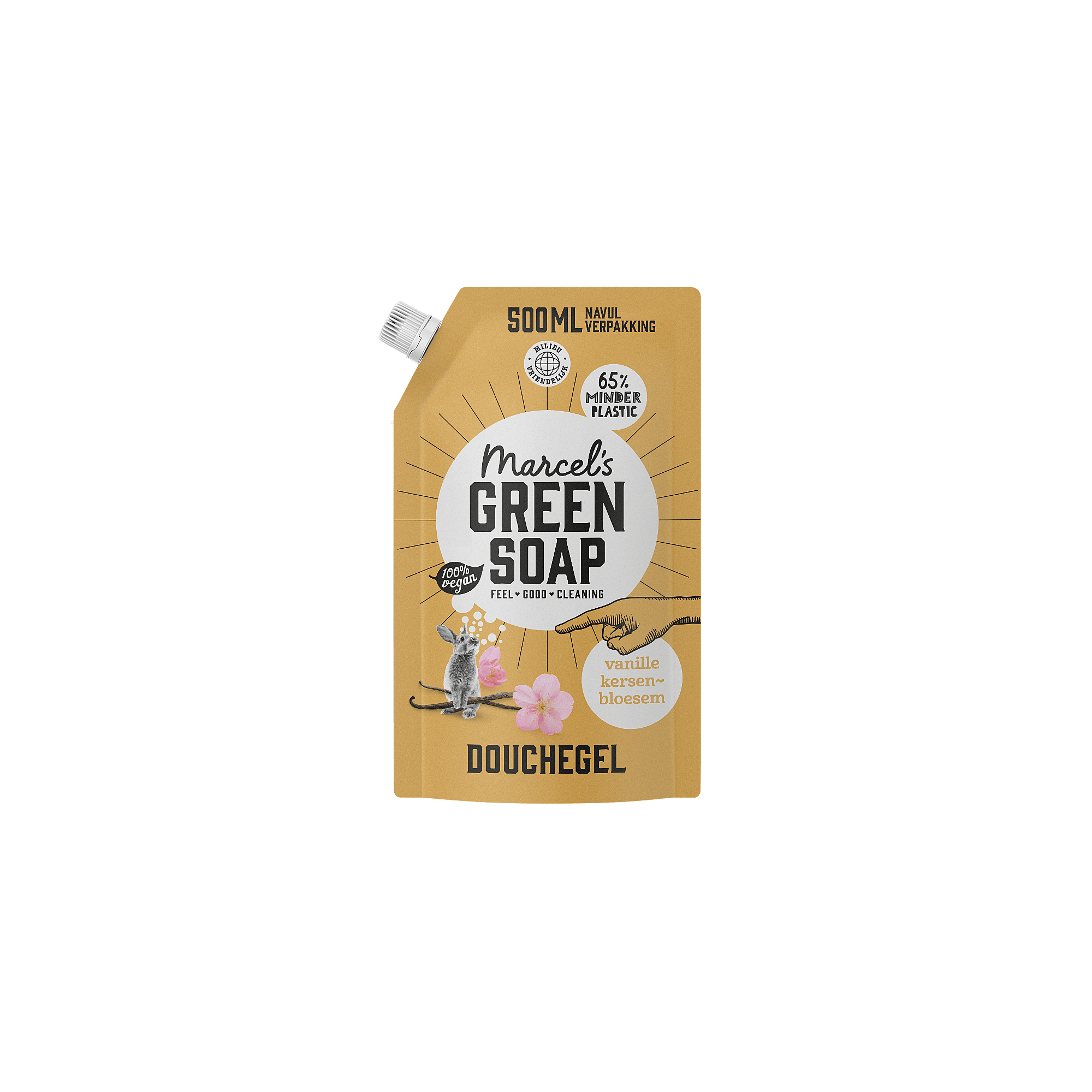M.Green soap Douchegel Vanilla & cherry blossom navulling 500ml