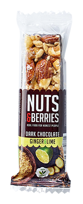 Nuts & berries Dark chocolate gember bio 40g