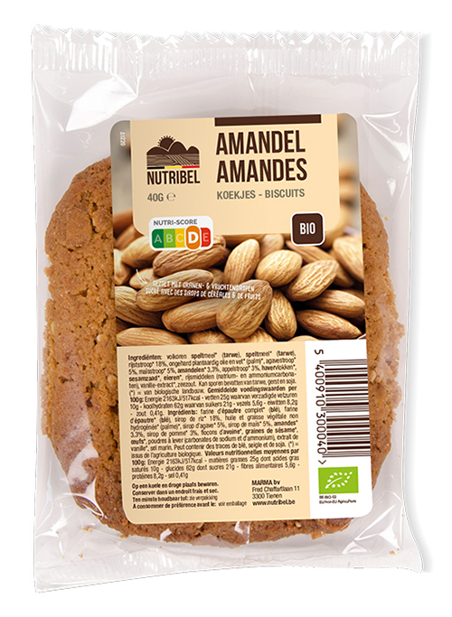 Nutribel Spelt amandelkoek bio 40g