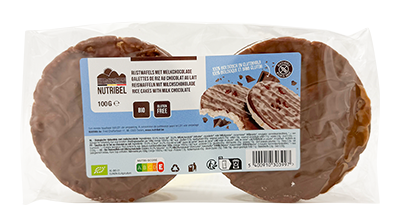 Nutribel Rijstwafels met melk chocolade bio 100g