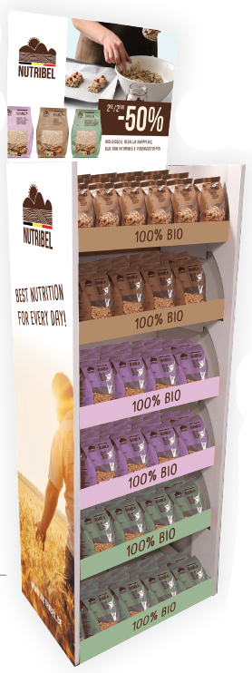 Nutribel display granola gevuld met 144 stuks