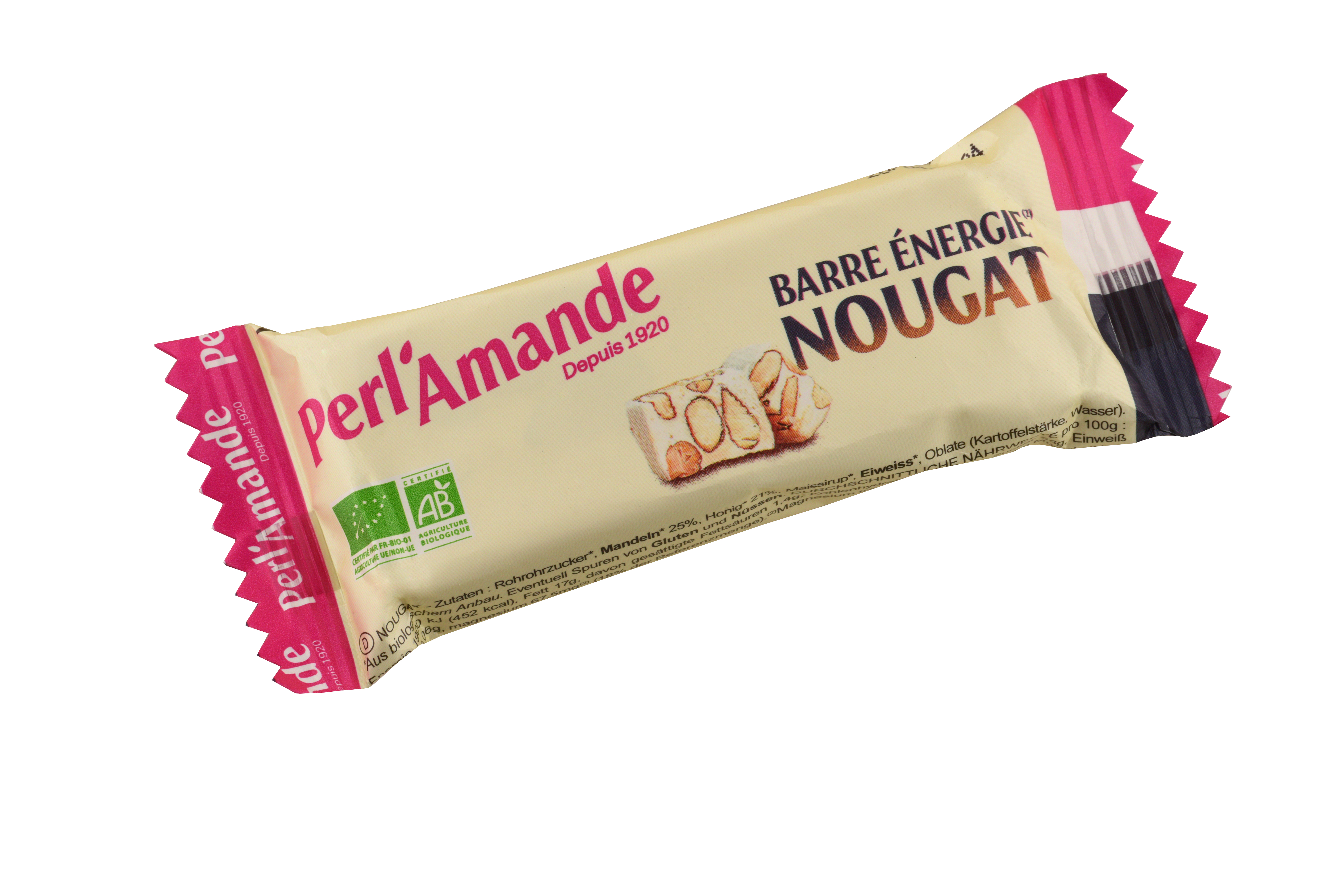 Perl'amande Nougat bar wit bio 20g