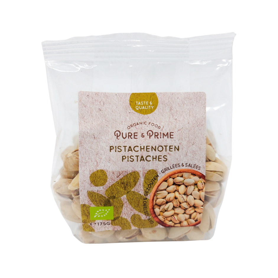 Pure & Prime Pistache noten geroosterd en gezouten bio 175g