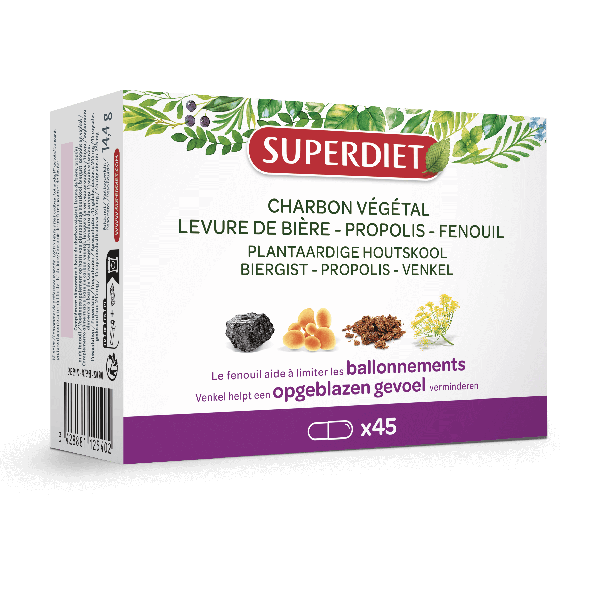 Super Diet Houtskool biergist propolis venkel 45caps