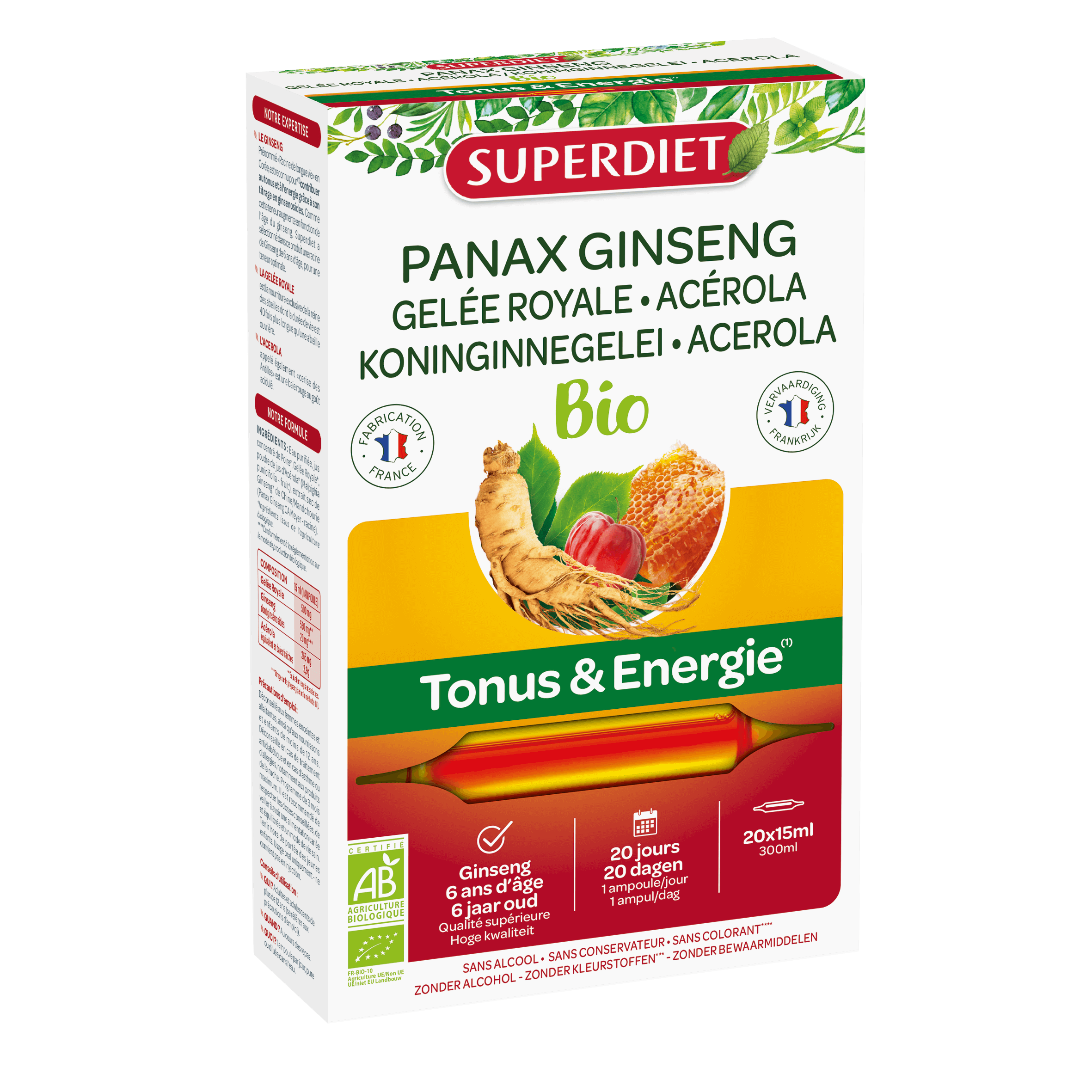 Super Diet Ginseng koninginnegelei acerola bio 20x15ml PL 483/277