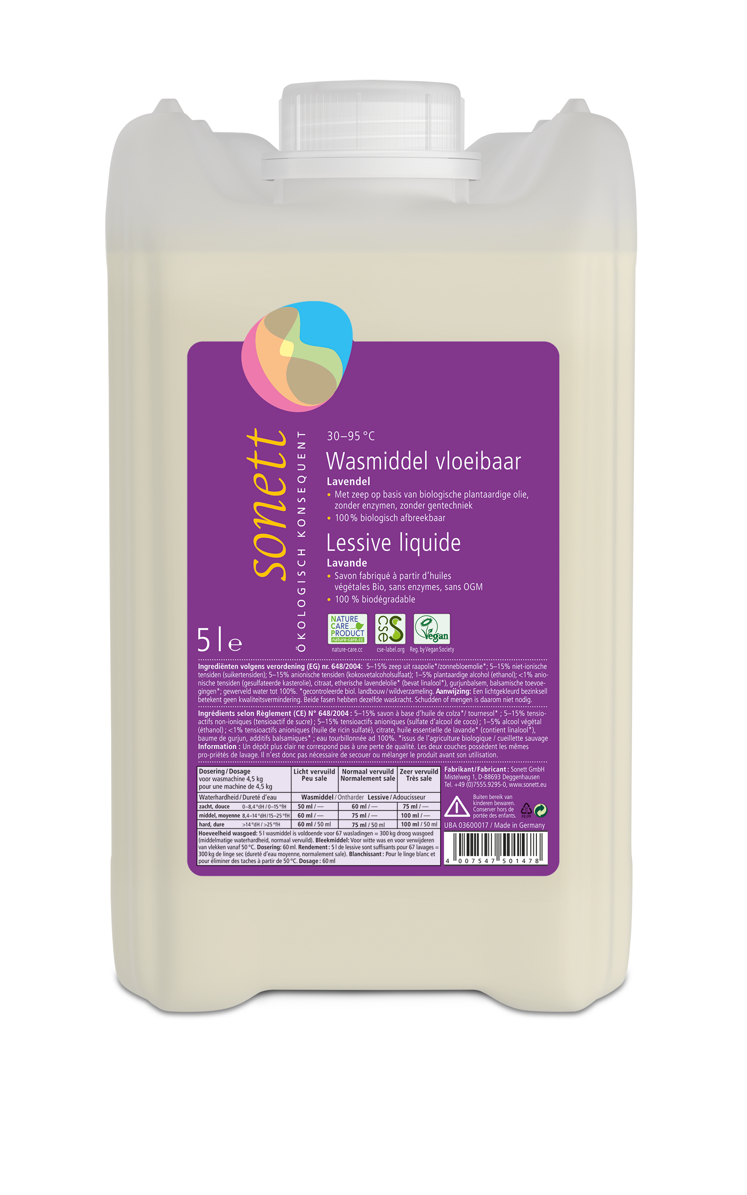 Sonett Wasmiddel vloeibaar lavendel 5L