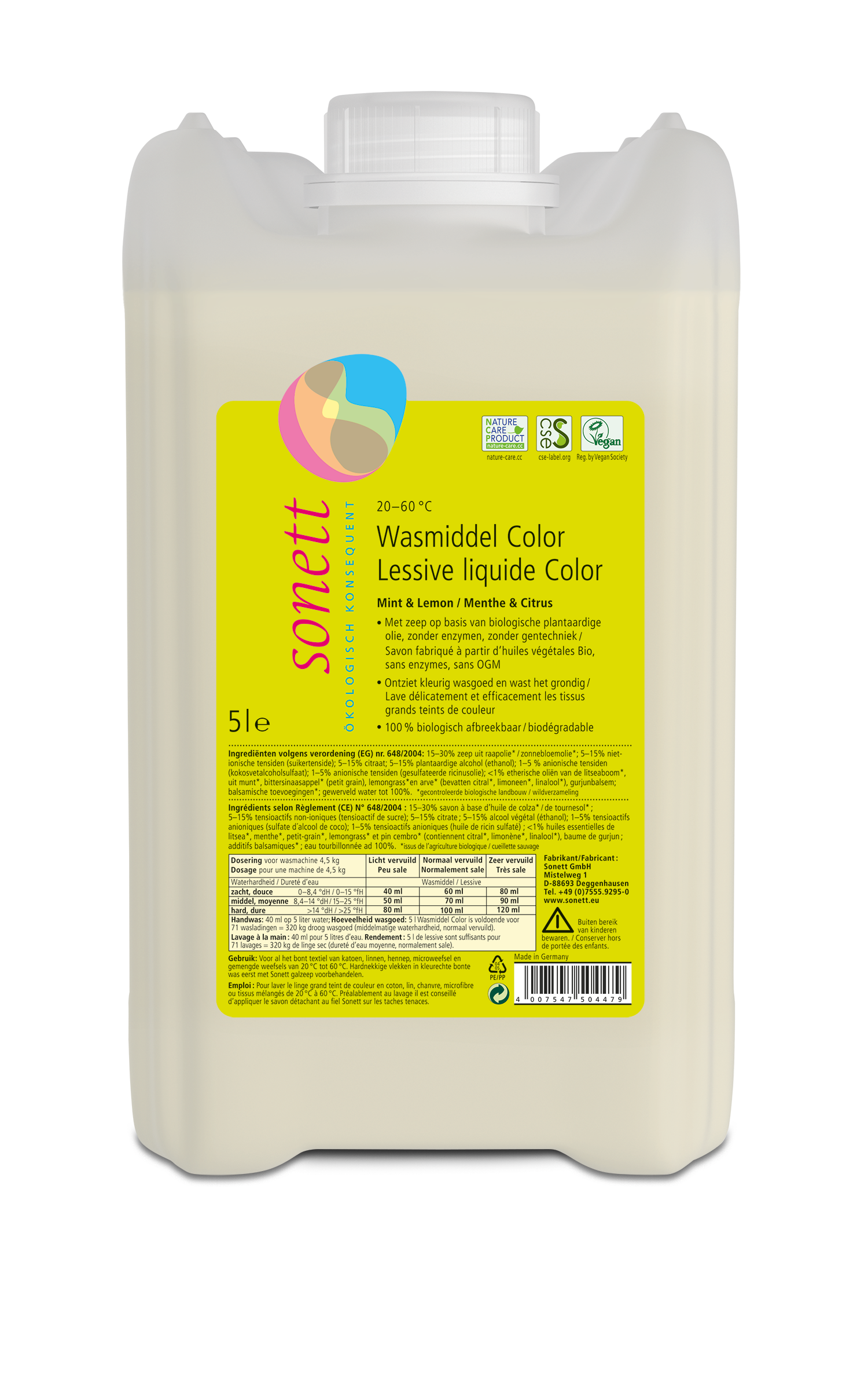 Sonett Wasmiddel color munt & citroen 5L