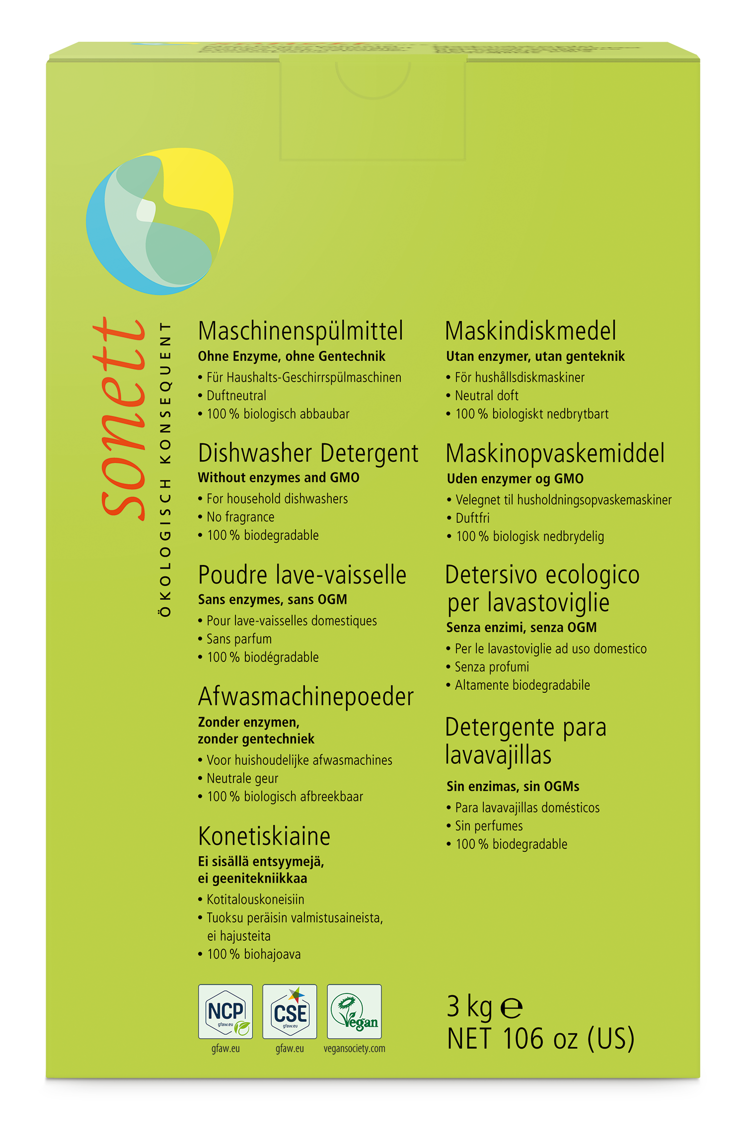 Sonett Afwasmachinepoeder 3kg