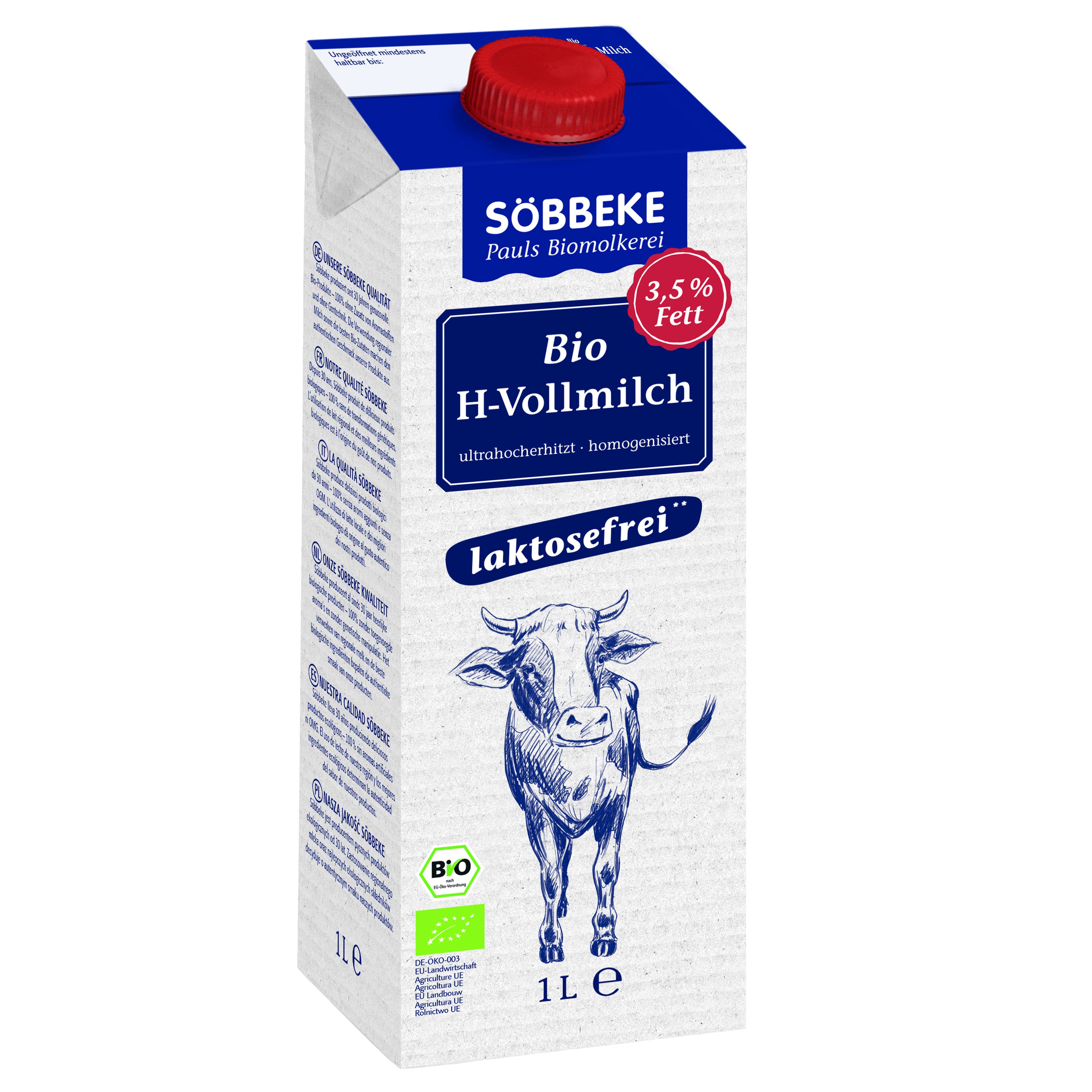 Söbbeke Lactosevrije melk 3.5% UHT bio 1l