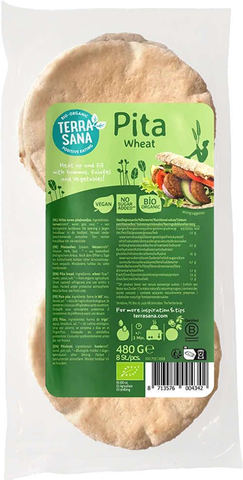 Terrasana Pitabroodjes tarwe bio 480g