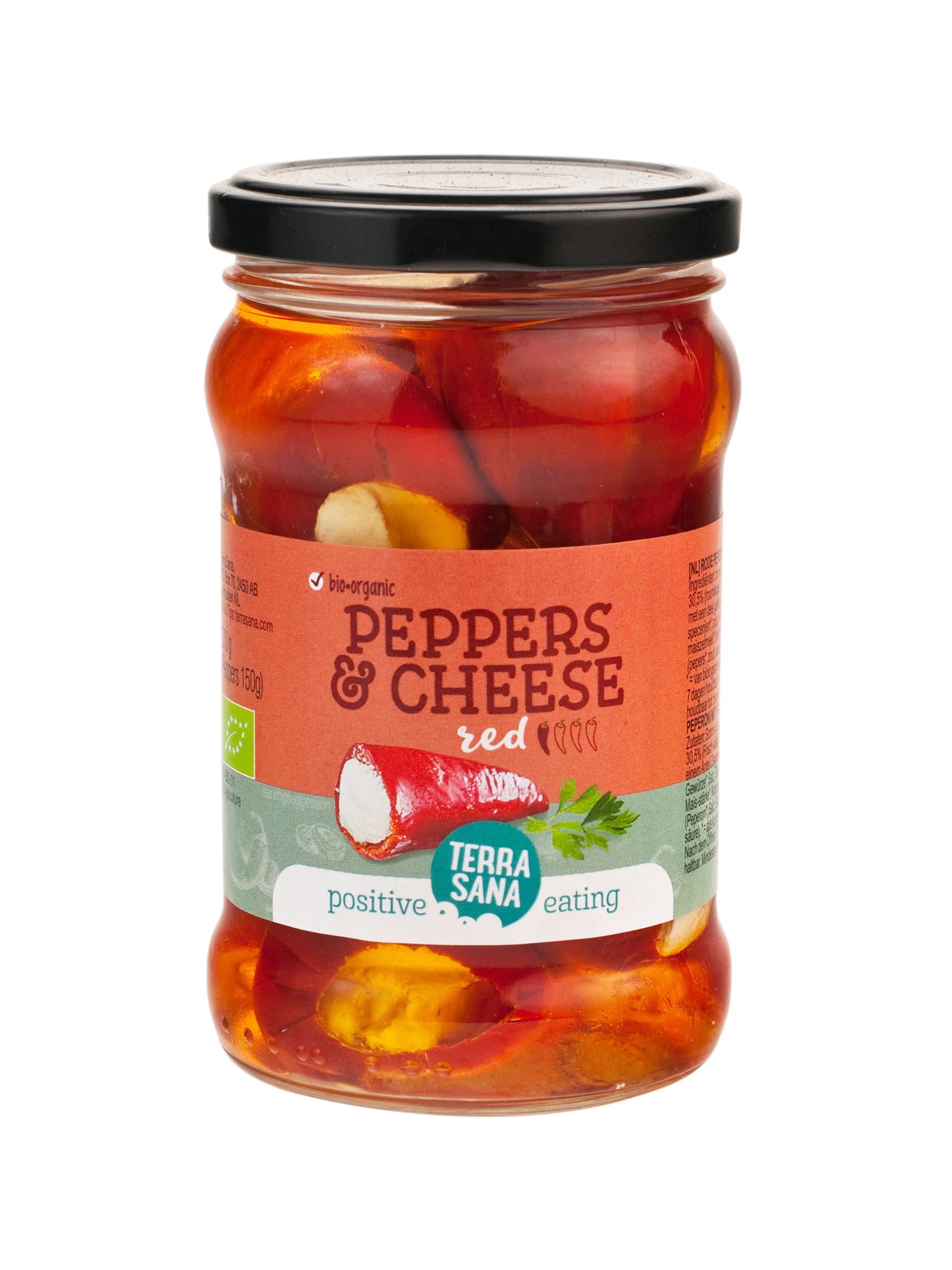 Terrasana Rode pepers gevuld met roomkaas en feta bio 270g