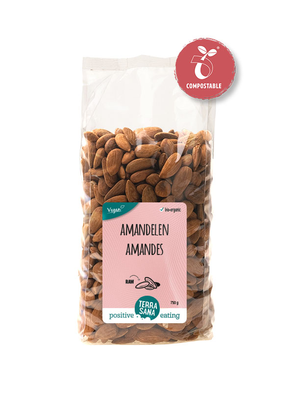 Terrasana RAW Amandelen bruin voordeelpak bio 750g