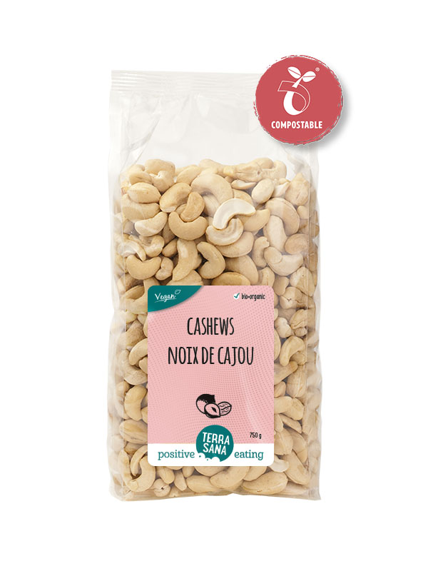 Terrasana Cashewnoten ongeroosterd zonder zout voordeelpak bio 750g