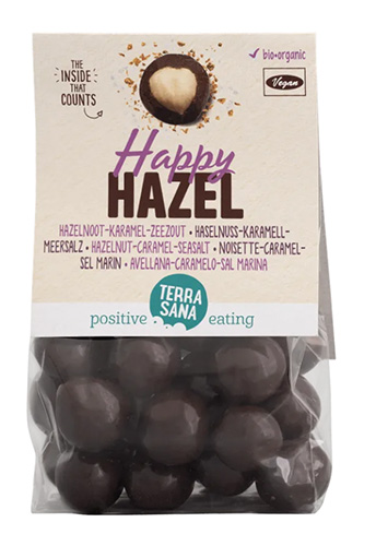 Terrasana Hazelnoot omhuld met pure chocolade, karamel en zeezout bio 140g