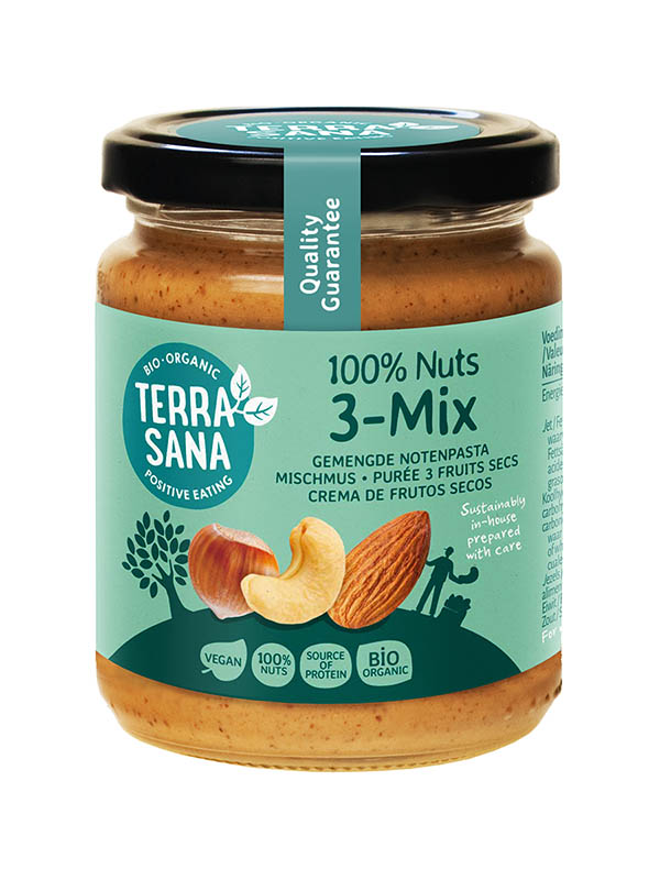 Terrasana 3 Mix gemengde notenpasta zonder pinda's bio 250g